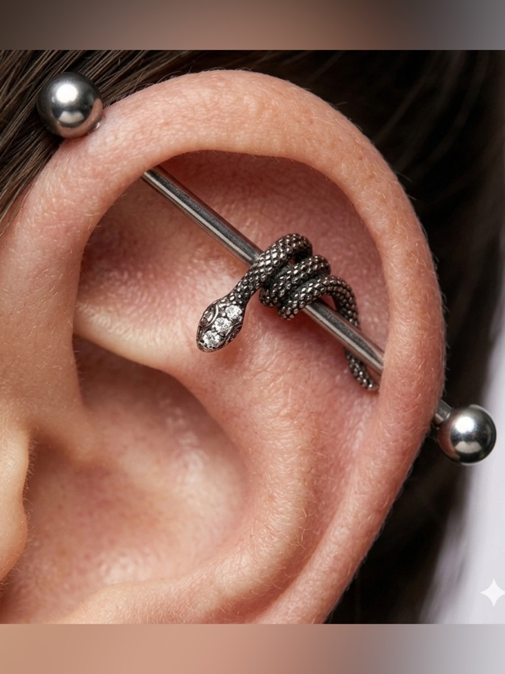 Pierced Nation Snake Industrial Barbell | 14G CZ Steel